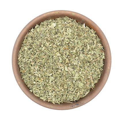 Dried lemon balm leaves for tea, one of the best herbal teas for sleep