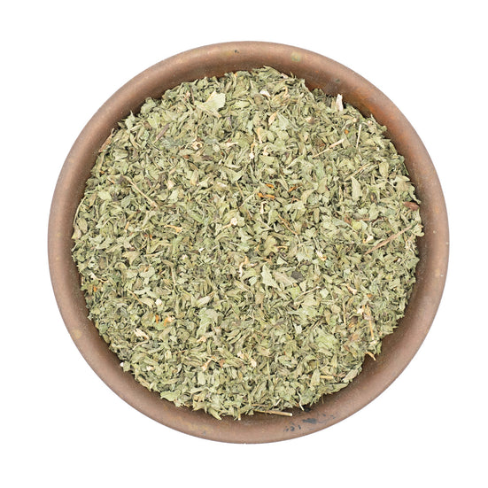 Dried lemon balm leaves for tea, one of the best herbal teas for sleep