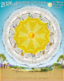 Thomas Zimmer Astrological Calendar and Moon Planting Guide poster (2026 edition pictured, 2027 artwork to come)