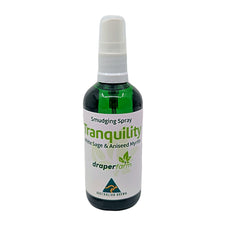 Tranquillity smudging spray, white sage and aniseed myrtle, 100ml green glass bottle